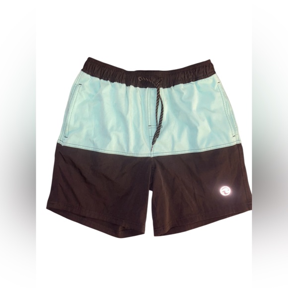 OCEAN CURRENT EUC MENS SWIM TRUNKS TEAL/BLK SZ M - Picture 1 of 2
